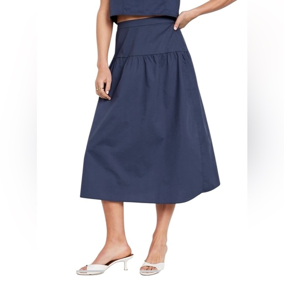 Old Navy Dusty Blue Drop Waist Midi Skirt Women’s Size 3X Boho feminine - Picture 2 of 12